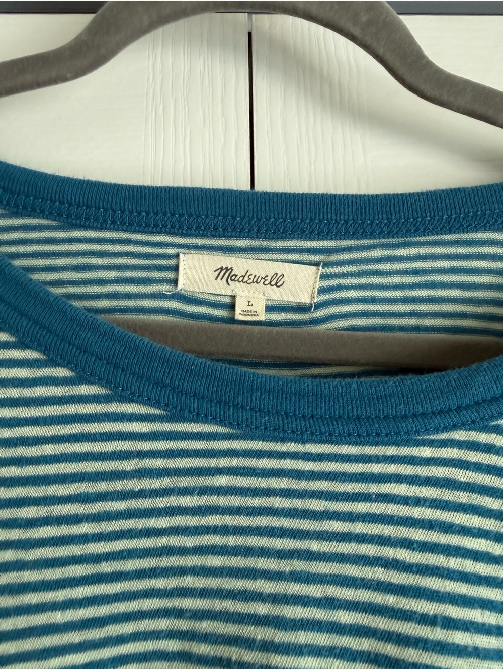 Madewell Teal and White Striped Short-Sleeve Tee - Picture 2 of 5